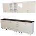 Bucatarie Zebra 260 cm din MDF Vanilie cu blat termoizolant negru